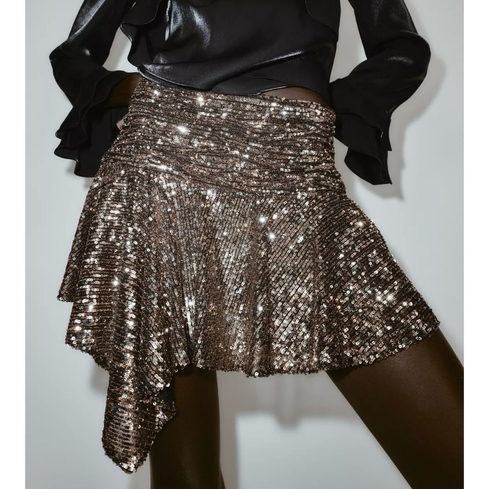 NWT ZARA ASYMMETRIC SEQUIN SKORT - Picture 1 of 10